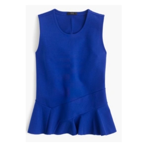 J Crew Top M Structured Flutter Hem, Royal Blue - Picture 1 of 7